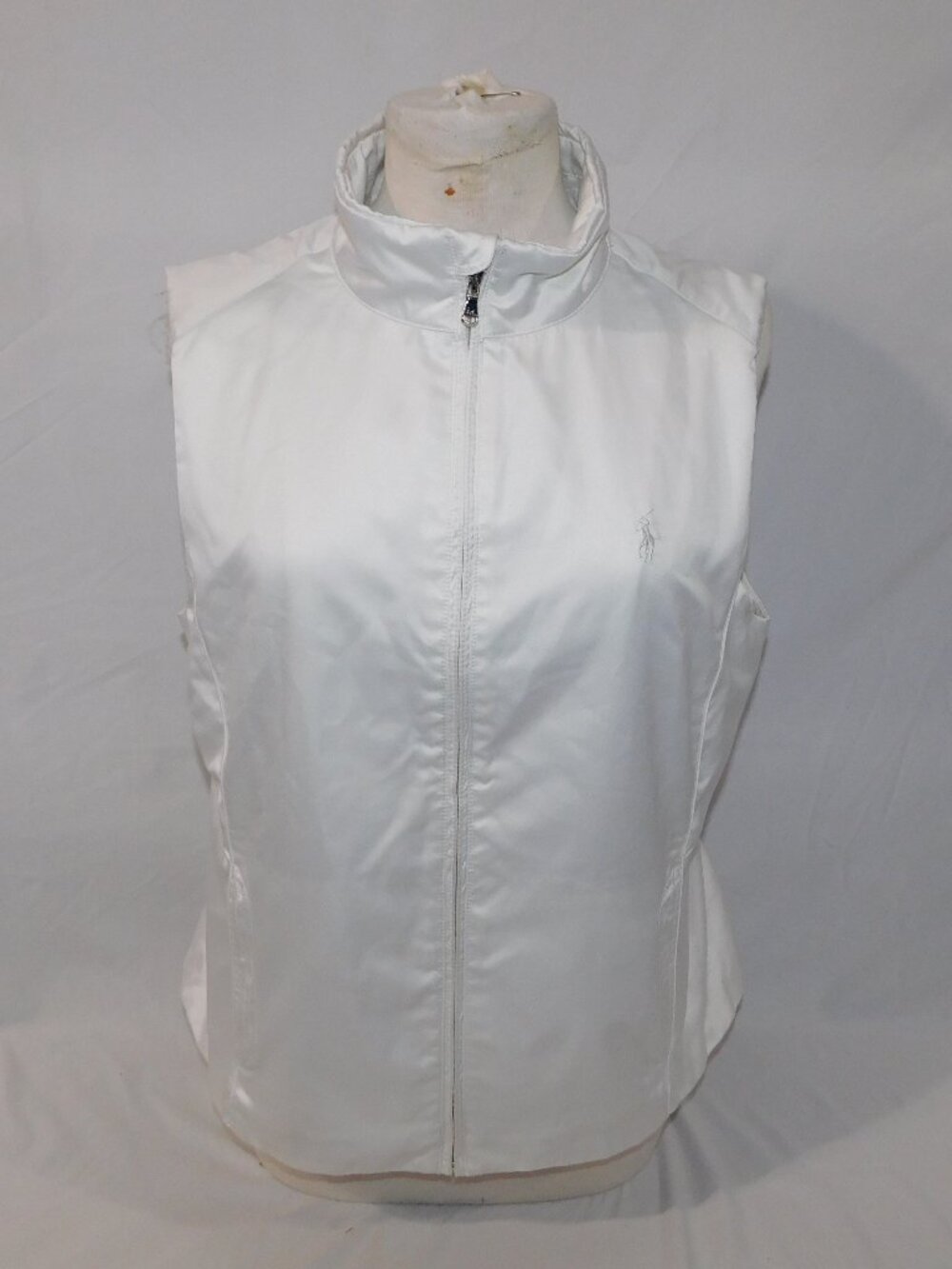 Polo Ralph Lauren Golf Full Zip Wind Vest Sleeveless Jacket White Womens L